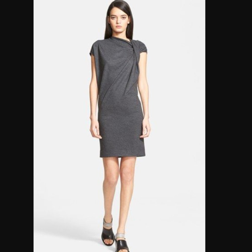 Helmut Lang | Charcoal Sonar Wool Twist-Knot Dress Size XS